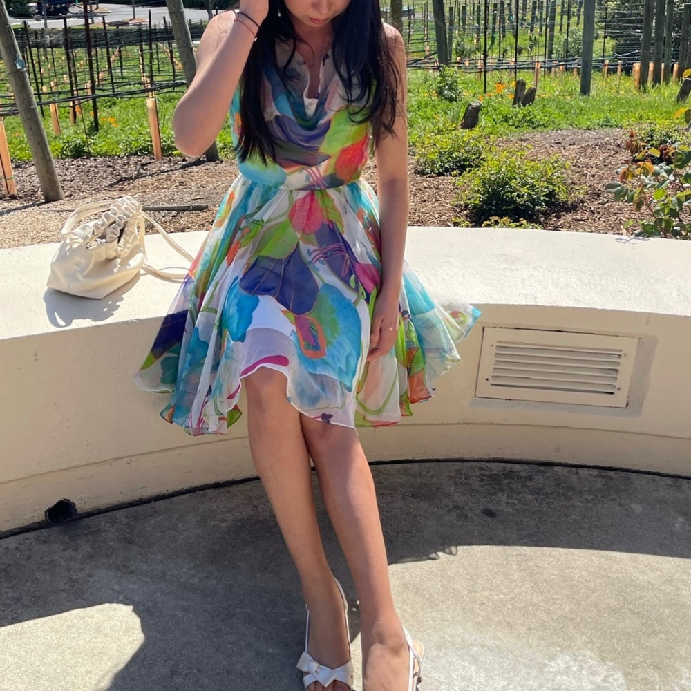 Vintage 60s Jack Bryan Dupuis Watercolor Floral Dress fits XS
